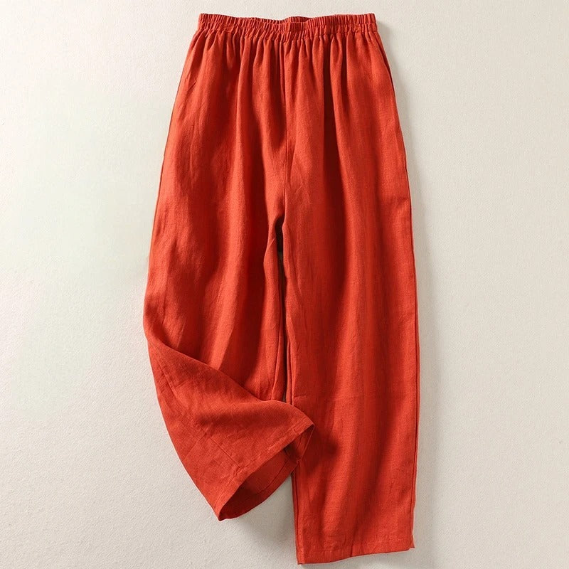 Amalia™ — Pantaloni fluidi in cotone e lino