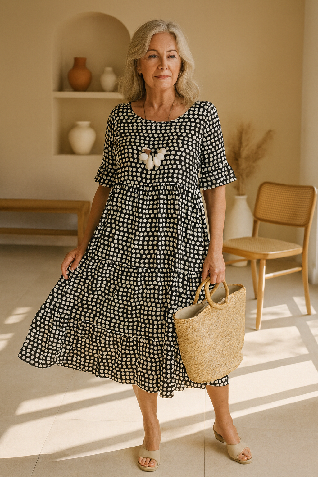 Noémie™ — Abito midi fluido elegante e naturale