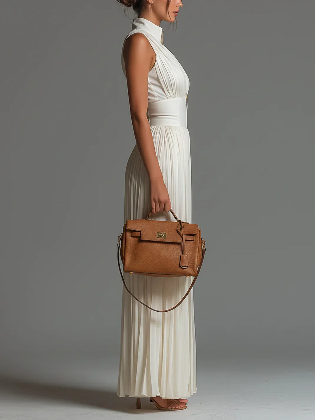 Paola | Tuta Bianca in Chiffon con Scollo a V