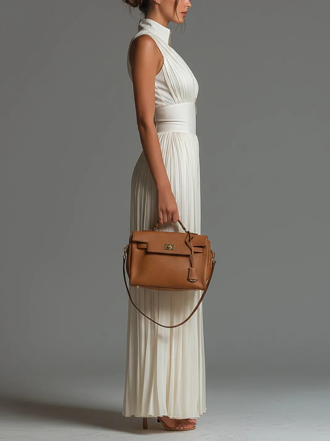 Paola | Tuta Bianca in Chiffon con Scollo a V