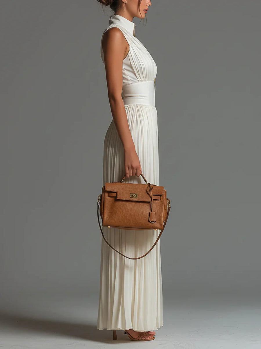 Paola | Tuta Bianca in Chiffon con Scollo a V