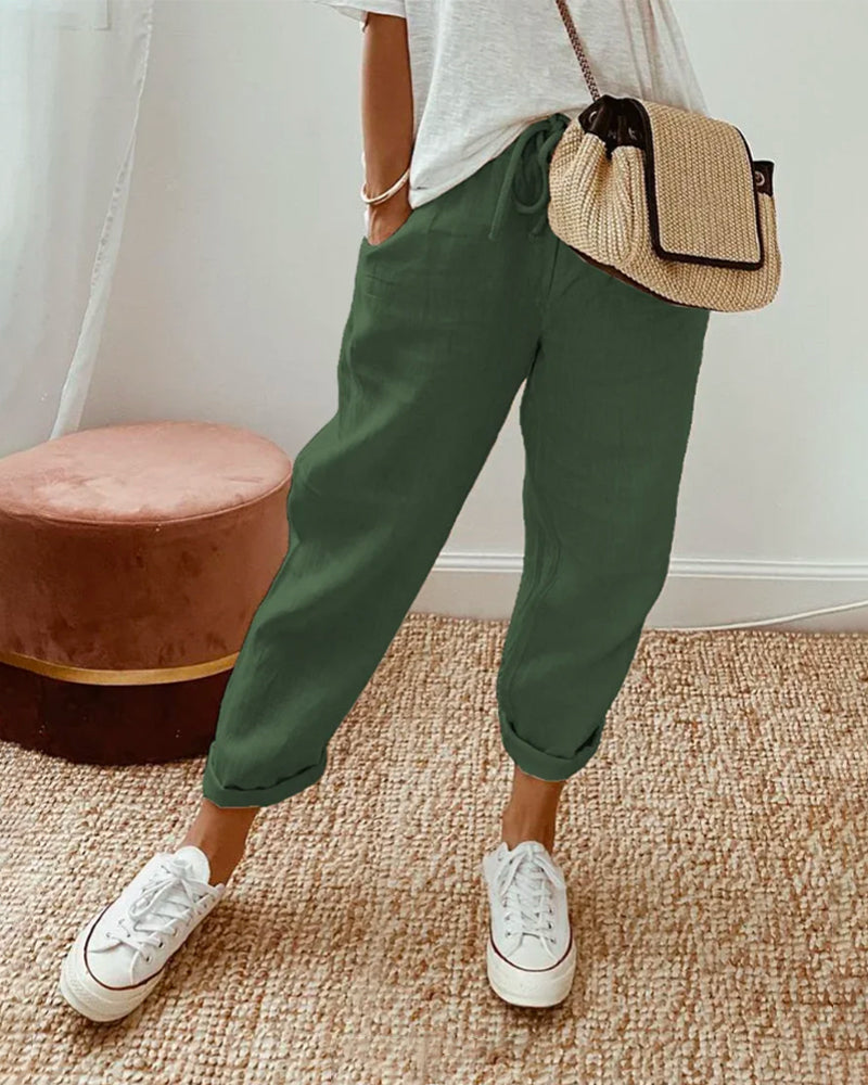 Lucie™ — Pantaloni fluidi in misto cotone e lino