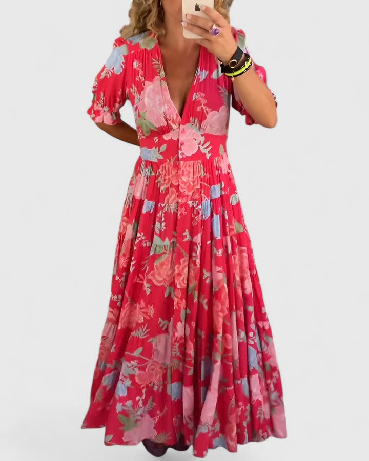 Miriam | Abito a Fiori con Scollo a V