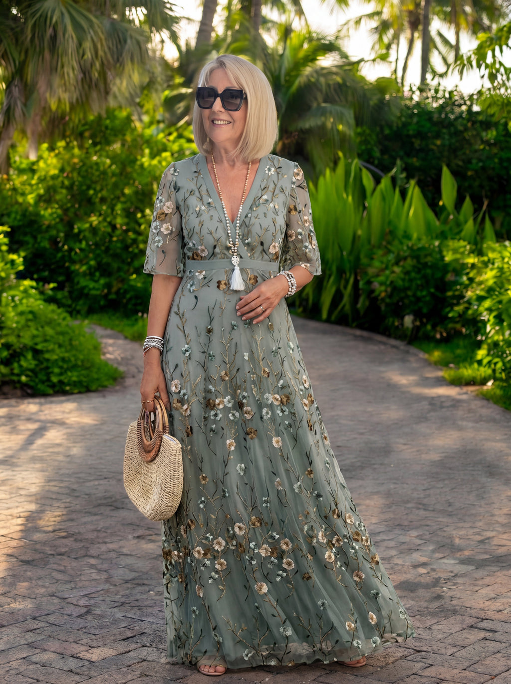 Melissa | Abito Lungo a Fiori con Scollo a V
