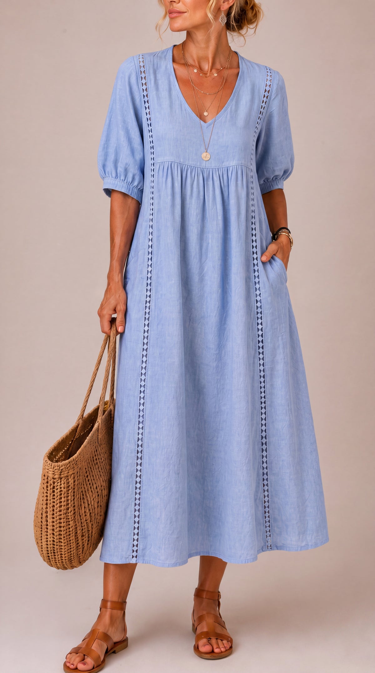 Delia | Abito Midi in Lino e Cotone