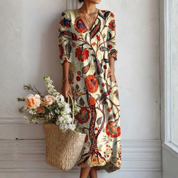 Kendra | Abito in Lino Floreale