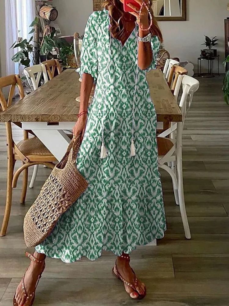 Élodie™ — Abito lungo floreale vellutato ed elegante