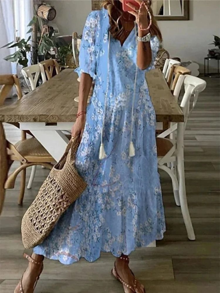 Élodie™ — Abito lungo floreale vellutato ed elegante
