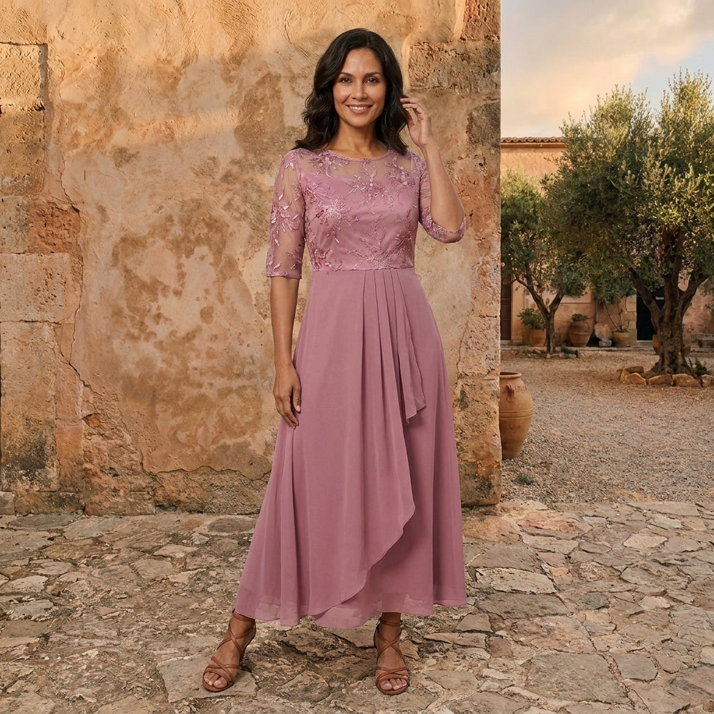 Lorella abito chiffon vista intera