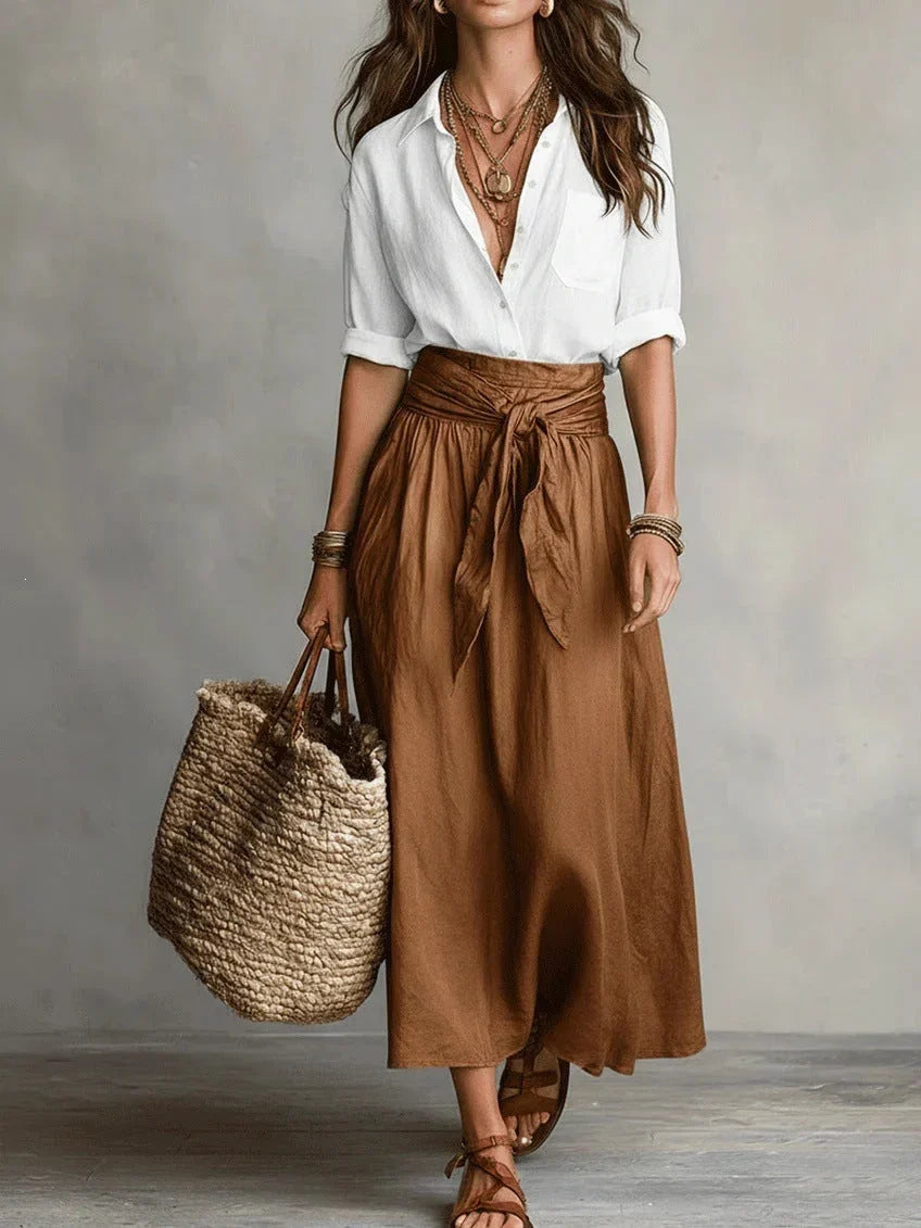 Vida | Completo Elegante Blusa e Gonna Midi