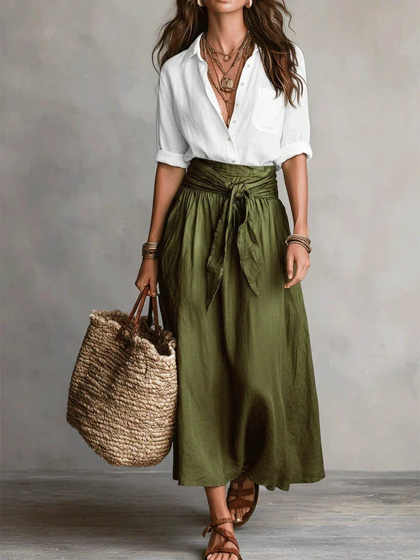 Vida | Completo Elegante Blusa e Gonna Midi