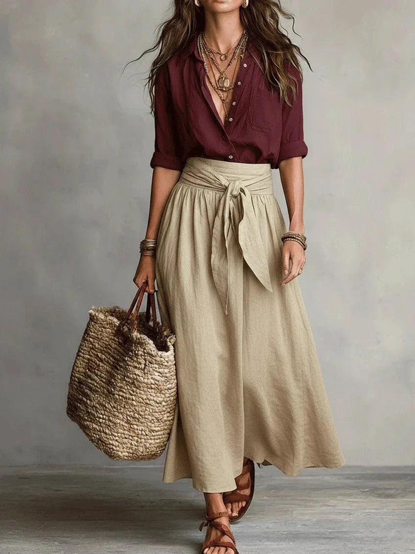 Vida | Completo Elegante Blusa e Gonna Midi