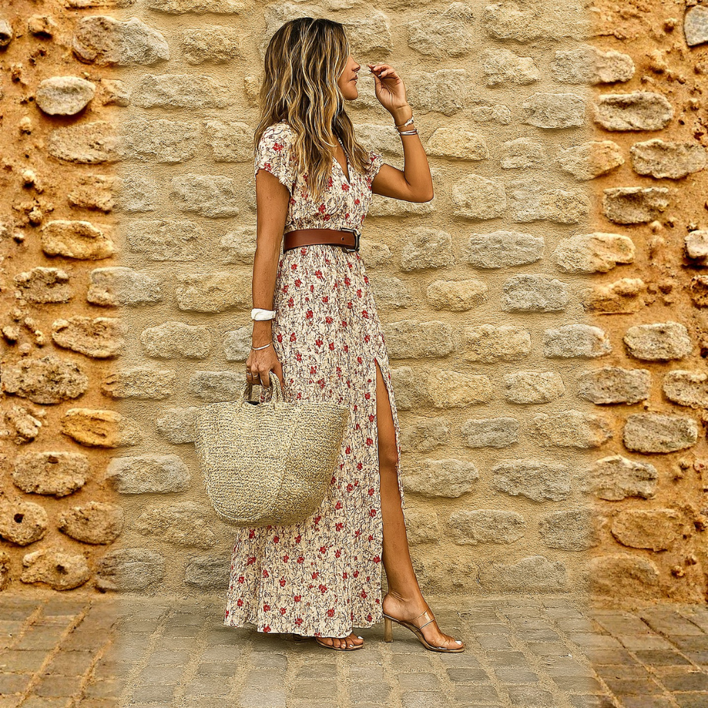 Gioia | Abito Lungo Boho con Cintura