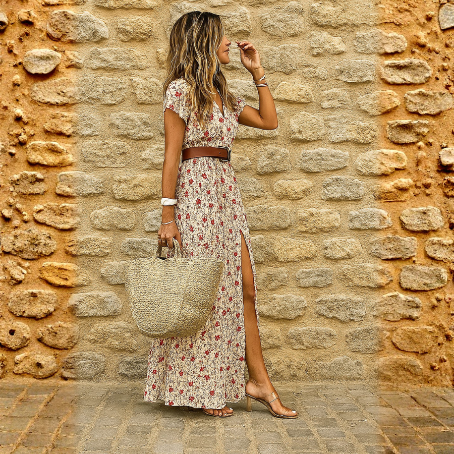 Gioia | Abito Lungo Boho con Cintura