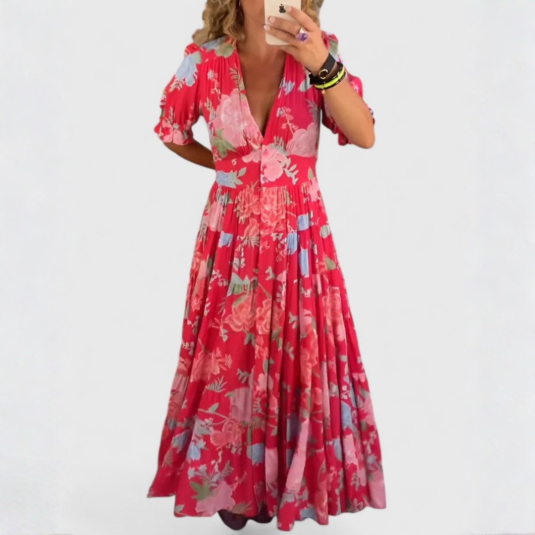 Miriam | Abito a Fiori con Scollo a V
