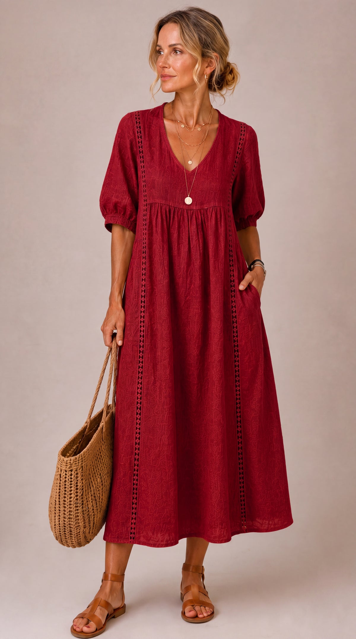 Delia | Abito Midi in Lino e Cotone
