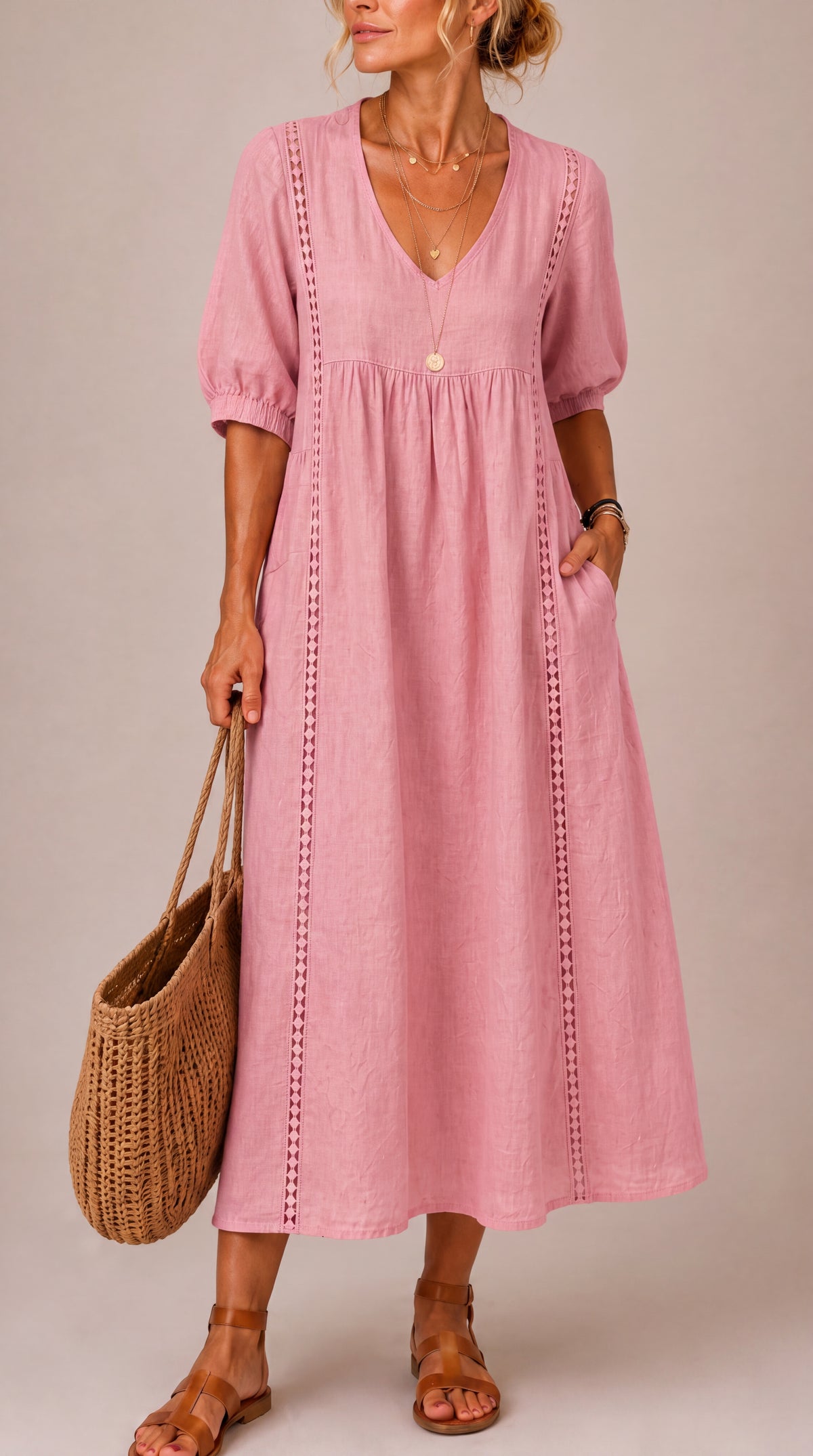 Delia | Abito Midi in Lino e Cotone