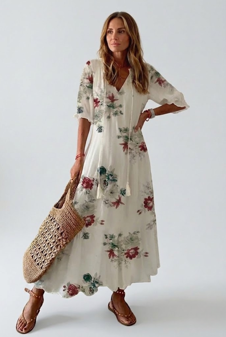 Élodie™ — Abito lungo floreale vellutato ed elegante