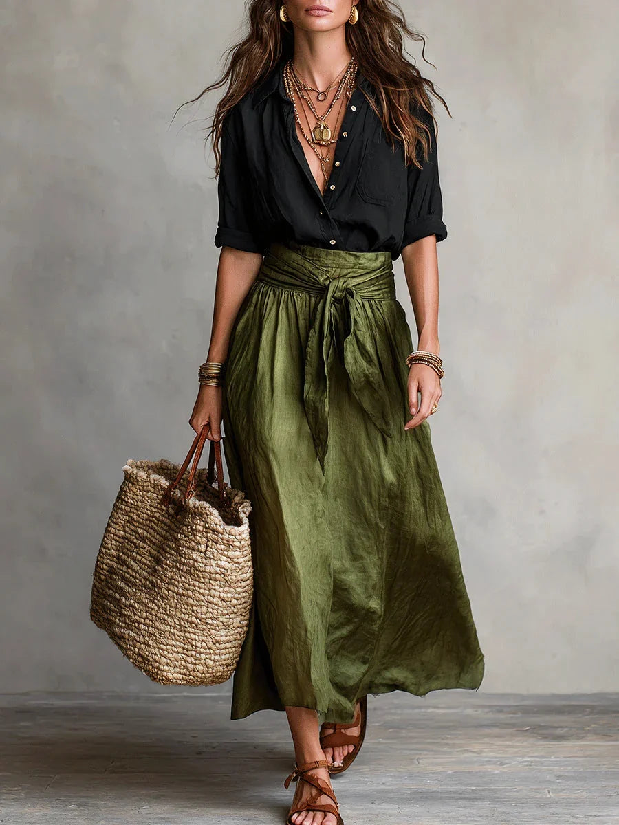 Vida | Completo Elegante Blusa e Gonna Midi