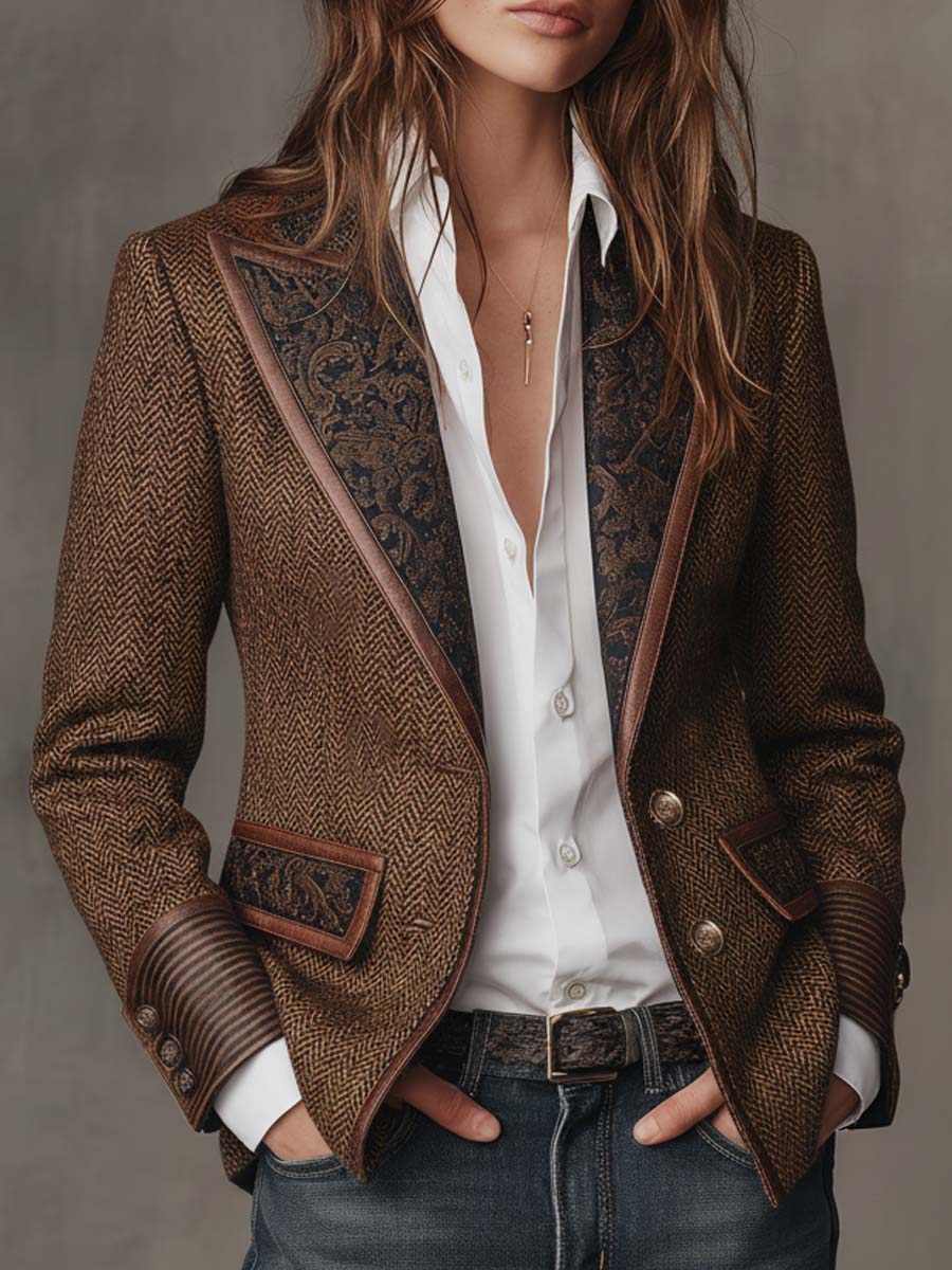 Gisella | Blazer con inserti a spina di pesce