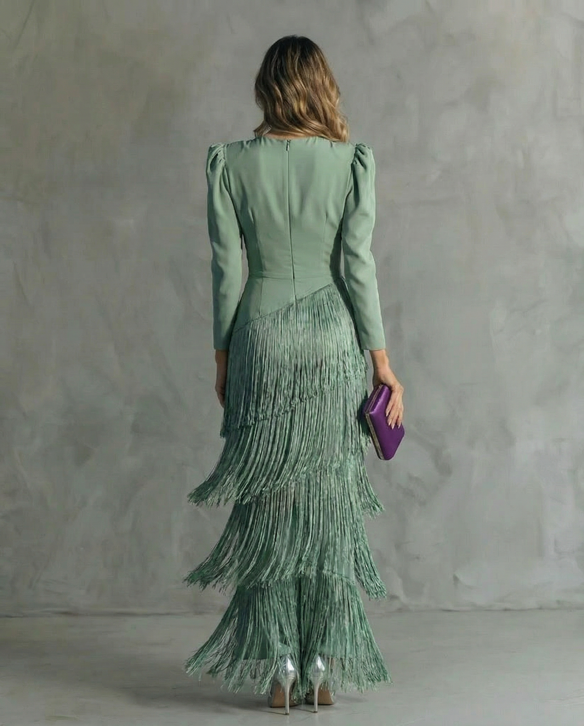 Chiara abito frange colore