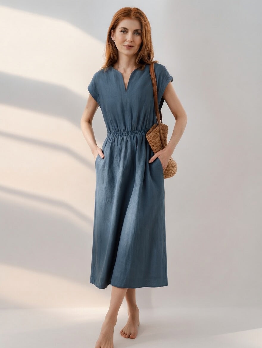 Lina — Vestito in lino misto fluido ed elegante