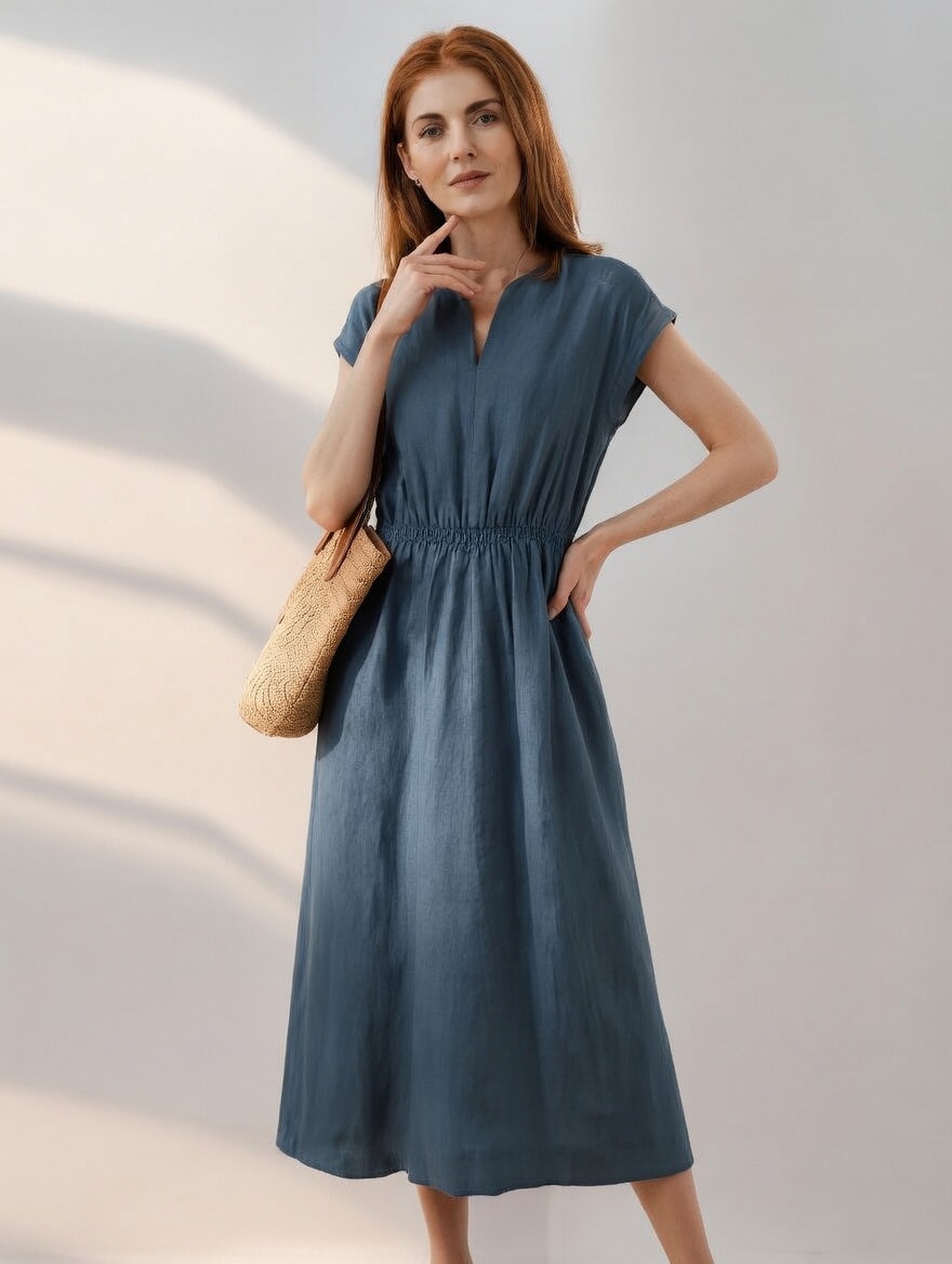 Lina — Vestito in lino misto fluido ed elegante