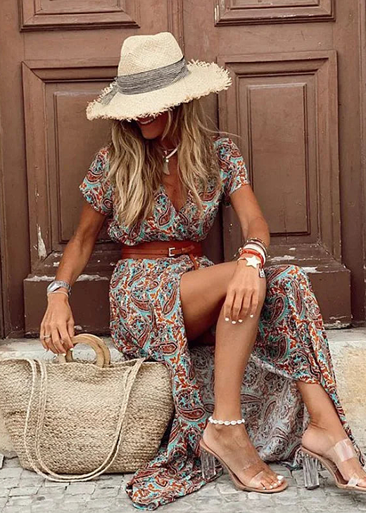 Gioia | Abito Lungo Boho con Cintura