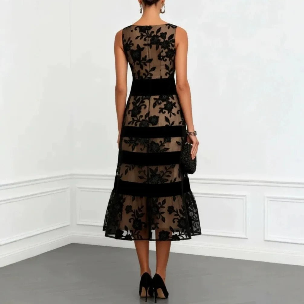 Odette | Abito Midi in Tulle Ricamato