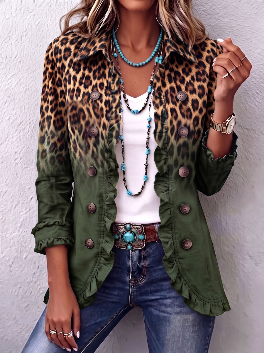 Cassandra | Blazer leopardato sfumato con volant