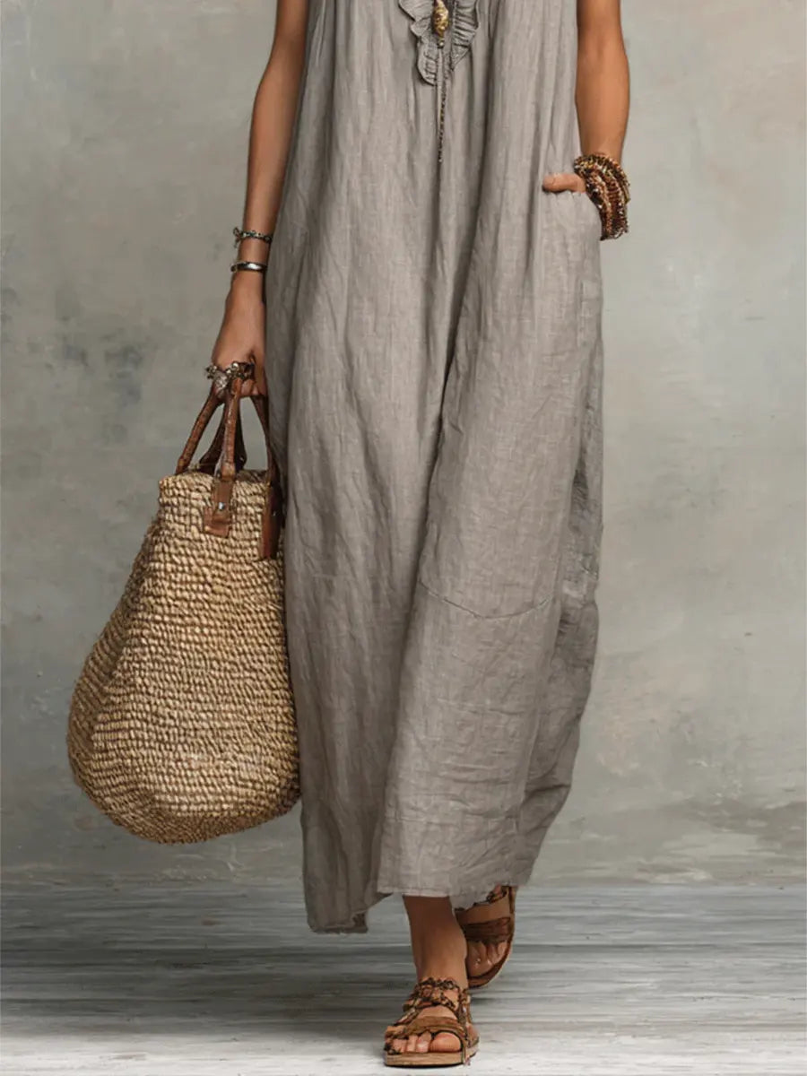 Camelia | Abito Lungo Boho con Scollo a V