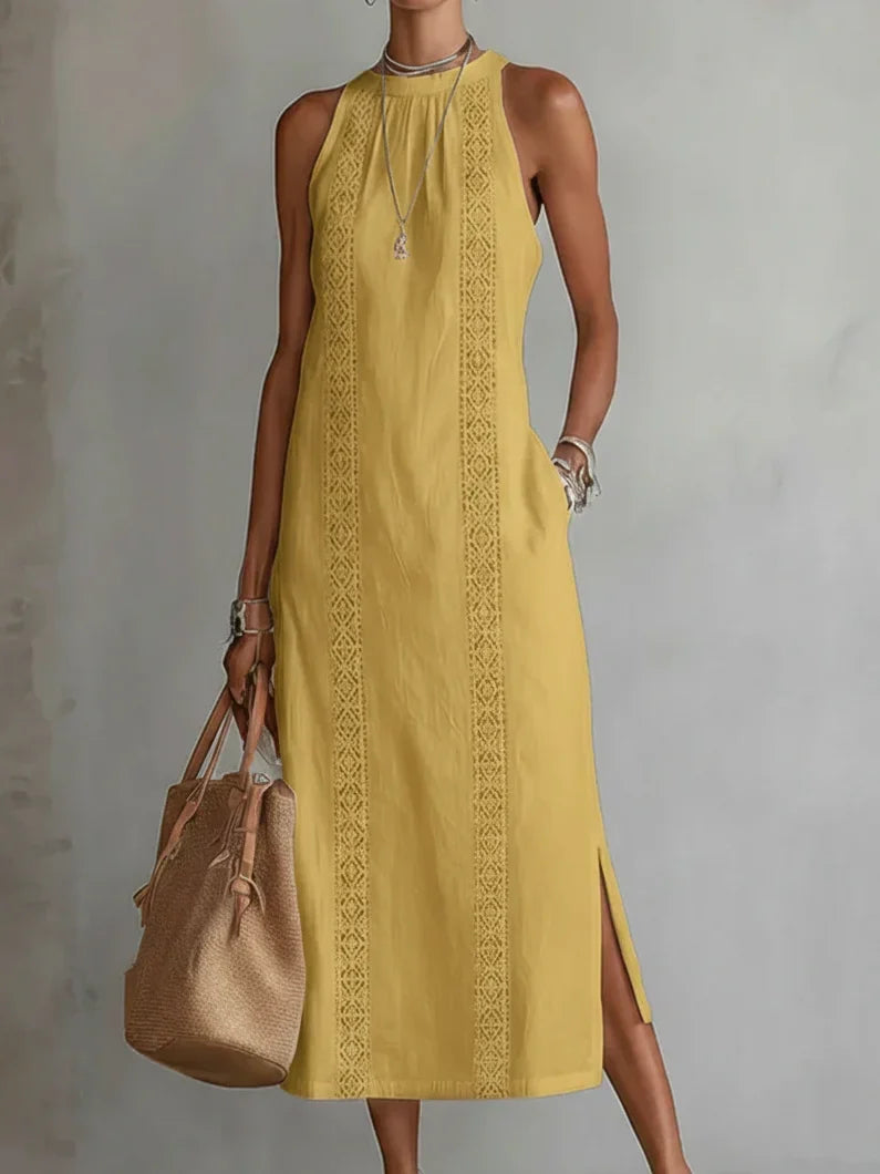 Valeria | Abito Midi con Collo alla Coreana