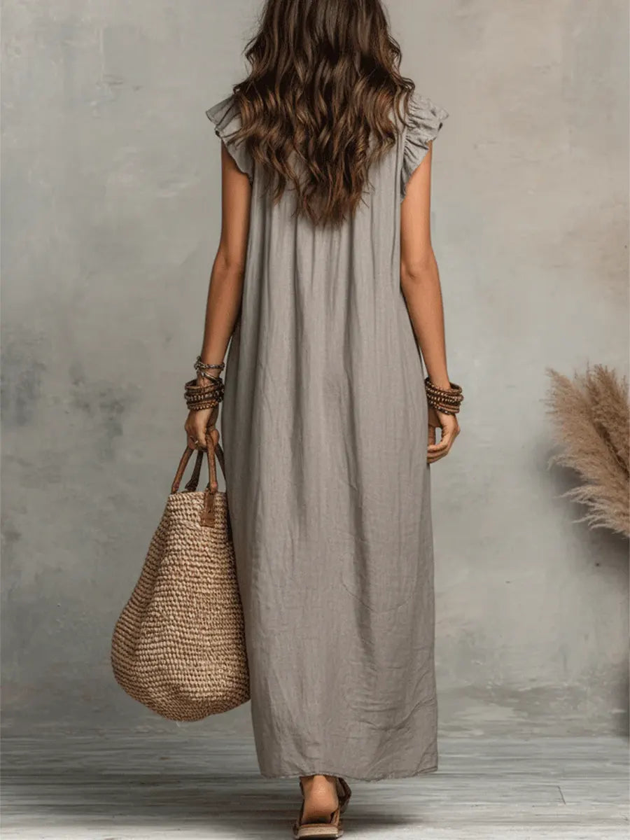 Camelia | Abito Lungo Boho con Scollo a V