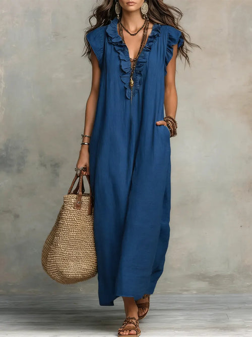 Camelia | Abito Lungo Boho con Scollo a V