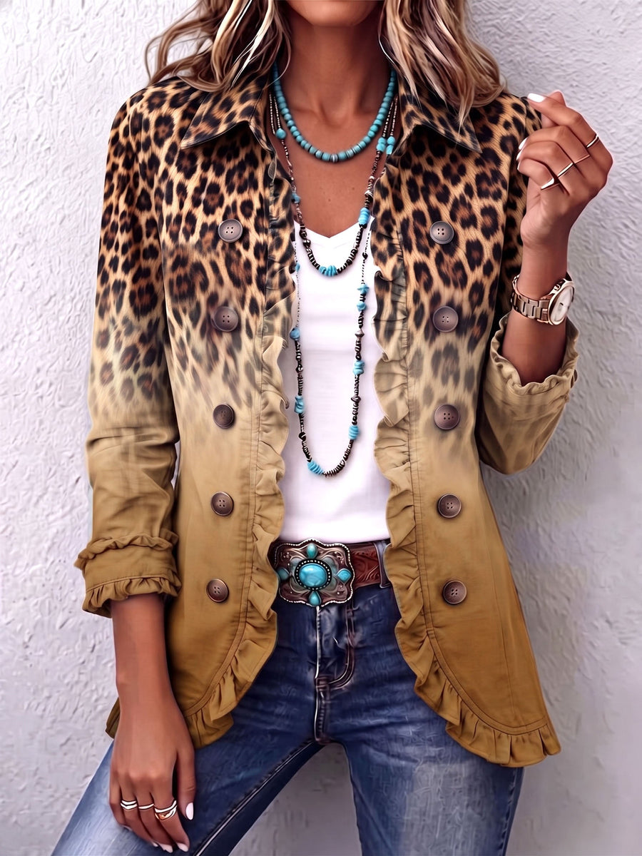 Cassandra | Blazer leopardato sfumato con volant