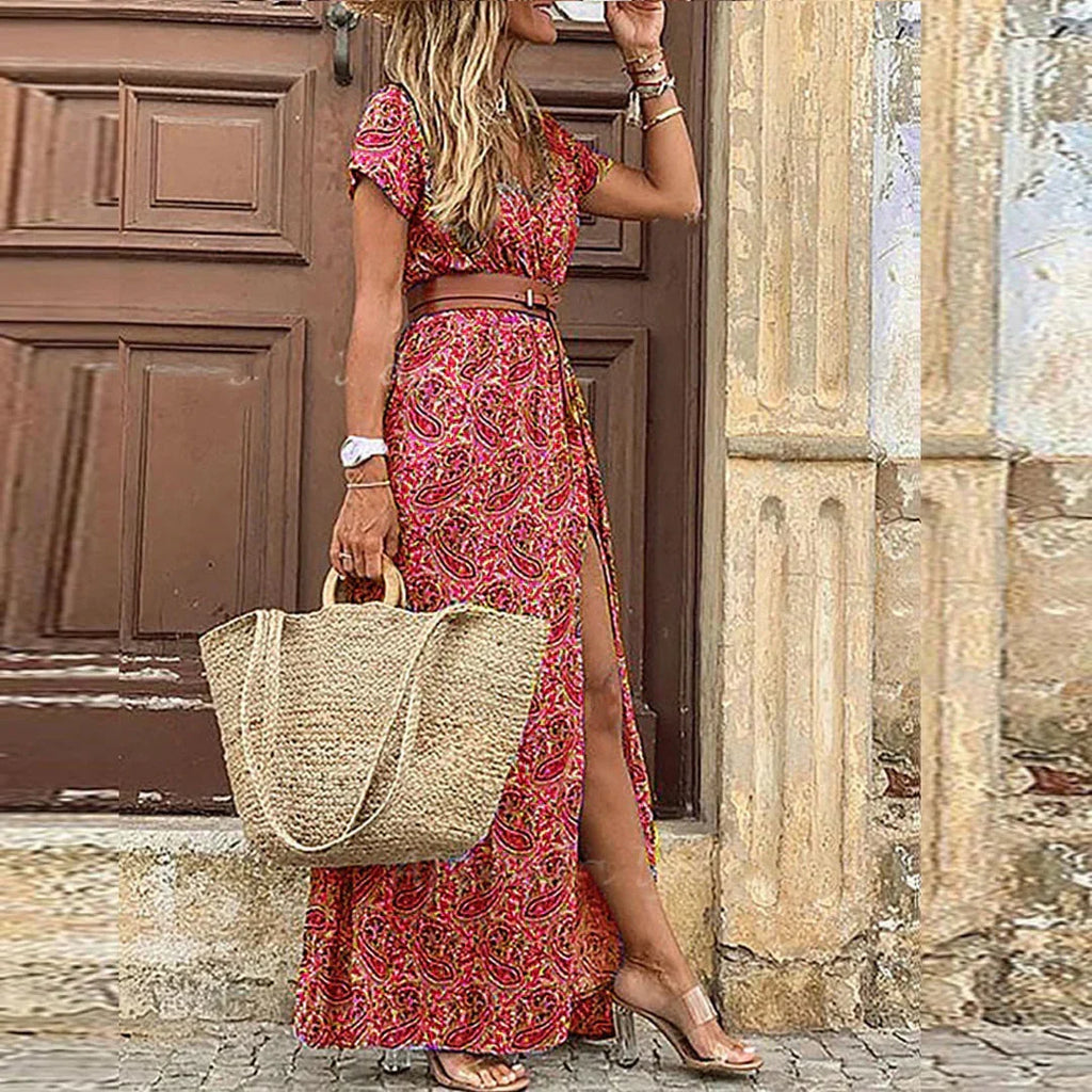 Gioia | Abito Lungo Boho con Cintura