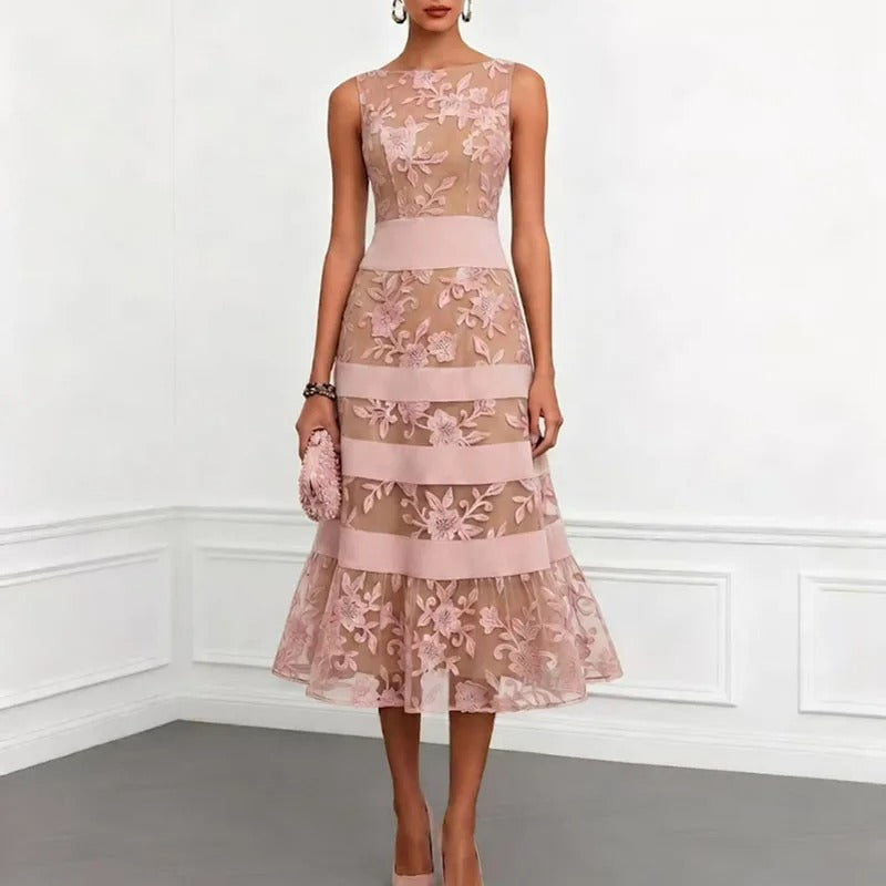 Odette | Abito Midi in Tulle Ricamato
